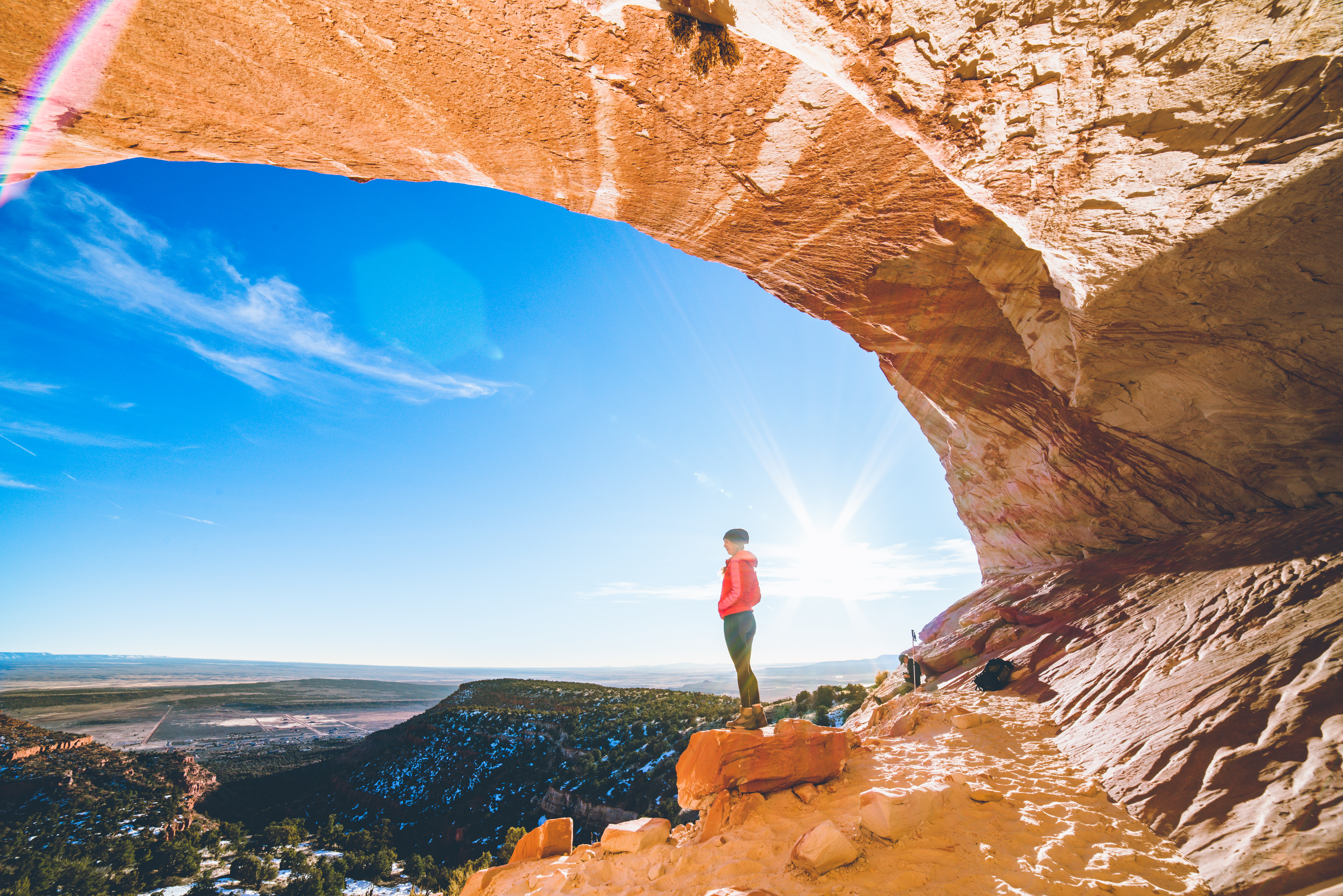 Hiker in Kanab Utah on a trail overlook.